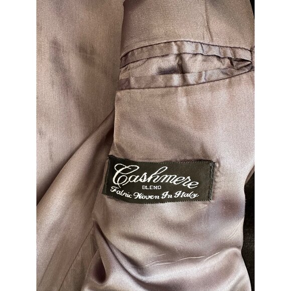 Andrew Fezza R-46 Black Wool & Cashmere Blend Mens Long Overcoat w/ Lapel Pin - Picture 13 of 16